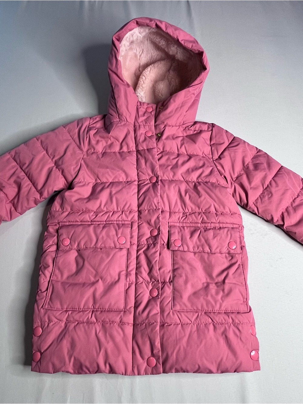 J.Crew Girls' Pink Hooded Puffer Coat